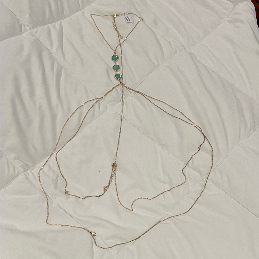 Urban Outfitters Gold and Green Layered Necklace